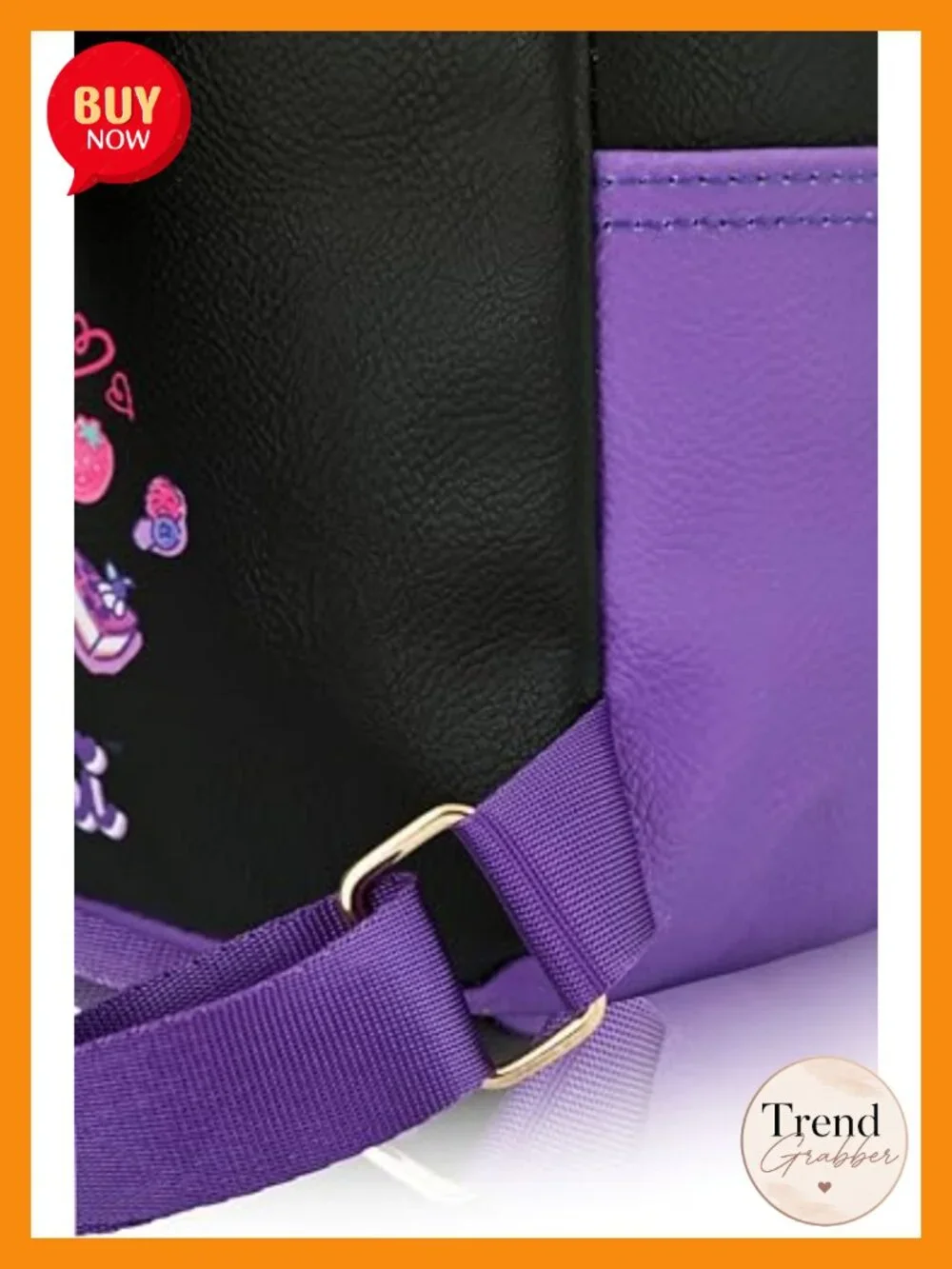 Sanrio Kuromi Mini Backpack Pure PU Leather Daypack